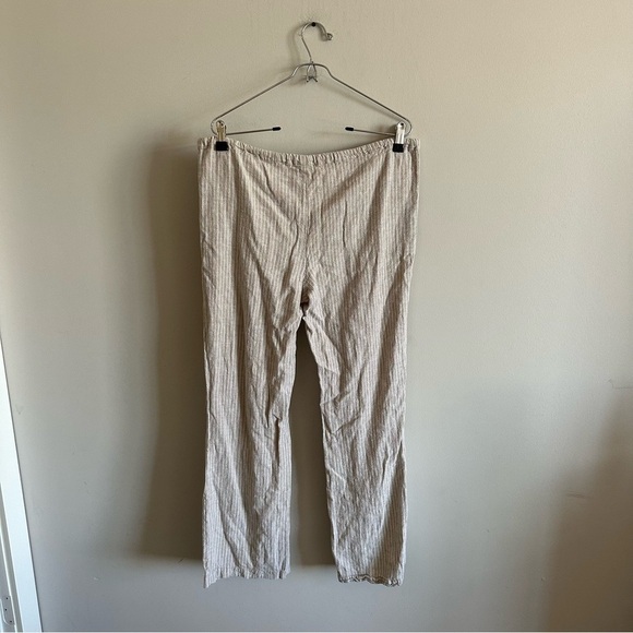 3/$20⚡️ Rewash Tan & White Striped Linen Blend Tie Waist Flowy Pants - Picture 10 of 13